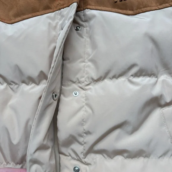 Miu Miu Suede-Trimmed Down Jacket With Lapel - Picture 4 of 8